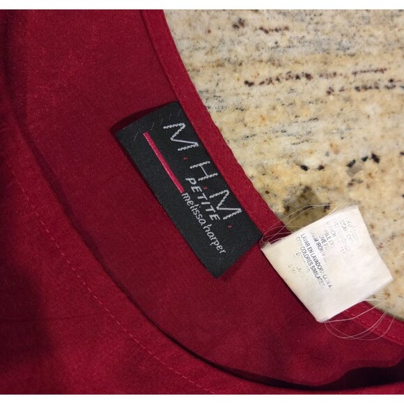 VTG MHM Mellisa Harper Red Dress & Jacket Set Size 10 Petite Side Slits - Picture 14 of 16